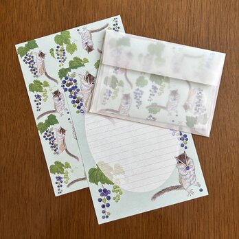 Letter Set 山葡萄にシマリス（ブルーグリーン）の画像