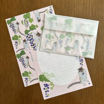 Letter Set 山葡萄にシマリス（ピンク）の画像