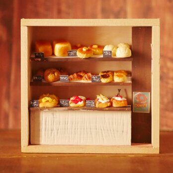 木の箱ミニチュアナチュラルパン屋さんインテリアの画像
