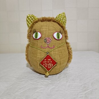 福招き　猫だるま　（やまぶき）