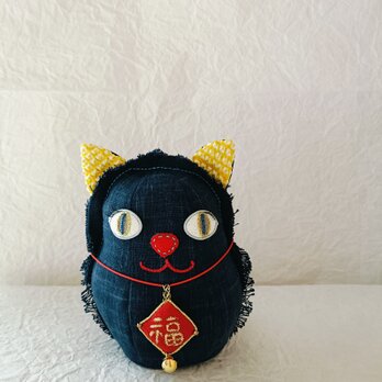 福招き　猫だるま　（紺）の画像