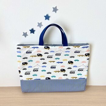 【サイズオーダー】白車×ストライプレッスンバッグの画像