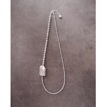 【SV】Biwa Pearl Asymmetry Necklace ／ビワパール アシンメトリーネックレス（Gray）の画像