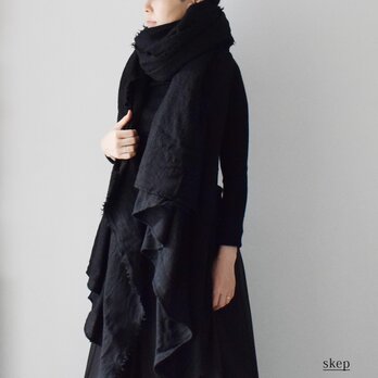 超ロングストール（ウール）：黒の画像