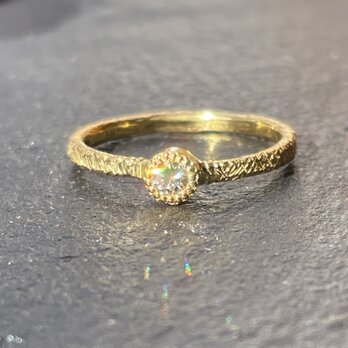 淡いブラウン　ダイヤモンド　0.13ct　ミル打留　シルバーSV925リング