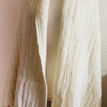 wool 100% 手織りブランケット・throw ＊White＊の画像