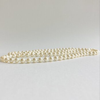 貝パールオールノットオペラネックレス/エンドレス/約6.5mm約80cm/クリームツートン/made in japanの画像