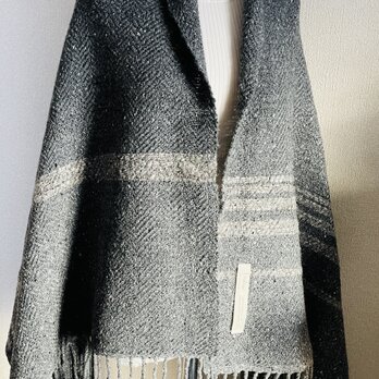 wool100％手織りツィードブランケット・shrow ＊ gray＊の画像