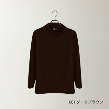 【レディース】C ボトルネック メリノウールTシャツ 長袖 （601ダークブラウン Mサイズ)の画像