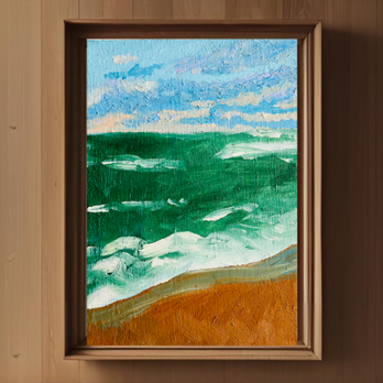 16×23㎝「緑の海」油彩・原画・サムホール