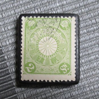 アップサイクル　日本　アンティーク切手ブローチ10257の画像