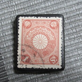 アップサイクル　日本　アンティーク切手ブローチ10258の画像