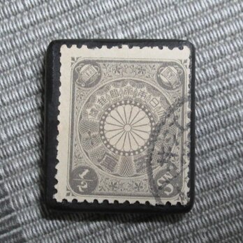 アップサイクル　日本　アンティーク切手ブローチ10259の画像