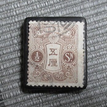 アップサイクル　日本　アンティーク切手ブローチ10260の画像