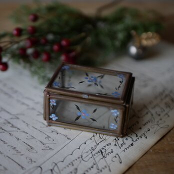 小さなガラス箱　サイン入り　フランスアンティーク　ブロカントのある暮らし