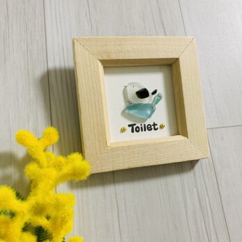 ミニシーグラスアート インテリア雑貨 トイレ表札 シマエナガ リラックスタイム 壁掛け 置物 北欧ガラス細工 贈り物 プレゼント