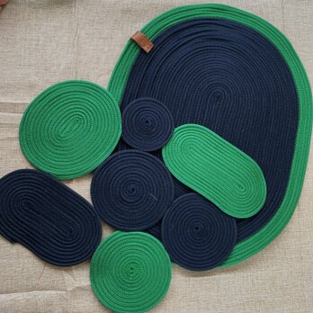 Green×Navy　ランチョンマット　楕円の画像