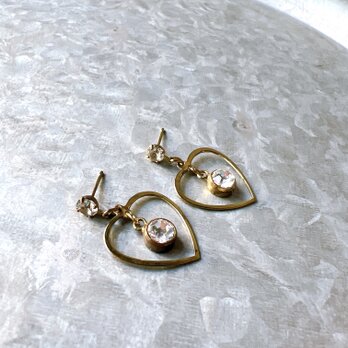 P552-ヴィンテージピアス U.S.A. 1980s Deadstock Heart Cubic Zirconiaの画像