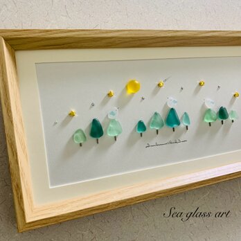 シーグラスアート 大きいサイズ インテリア雑貨 癒しの森 星に願いを 観葉植物 置物 北欧ガラス細工 贈り物 プレゼント