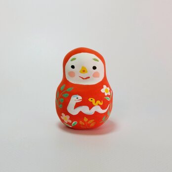 張り子　干支だるま小 巳（お）の画像