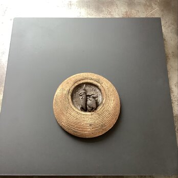 雛　焼締&泥彩　陶額(小) No.2(on sale)の画像