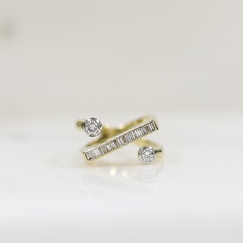 ジオメトリー　K18＆Pt900リング　ダイヤモンドの画像