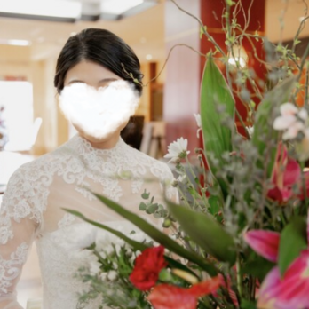 実例写真！ボレロ ハイネック ロングスリーブ ハンドメイド くるみボタン ウェディングドレスの画像