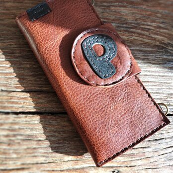 simple wallet　濃いブラウン　オイルシュリンクレザーの画像