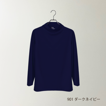 【レディース】C ボトルネック メリノウールTシャツ 長袖 （901ダークネイビー Mサイズ)の画像