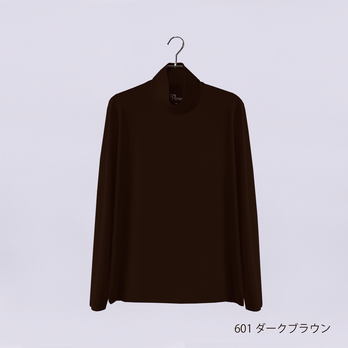 【ユニセックス】C ハイネック メリノウールTシャツ 長袖　(601ダークブラウン　Sサイズ)の画像