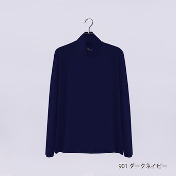 【ユニセックス】C ハイネック メリノウールTシャツ 長袖　（901ダークネイビー　LLサイズ)の画像