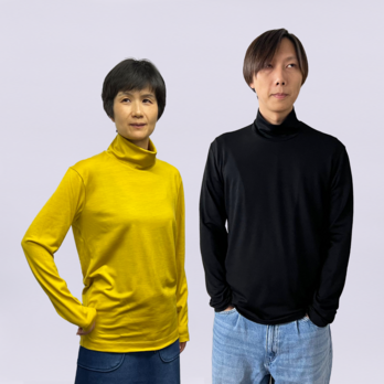 【ユニセックス】C ハイネック メリノウールTシャツ 長袖　（10ブラック　Lサイズ)の画像