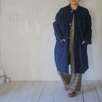 vintage cocoon coat / 群青色の画像