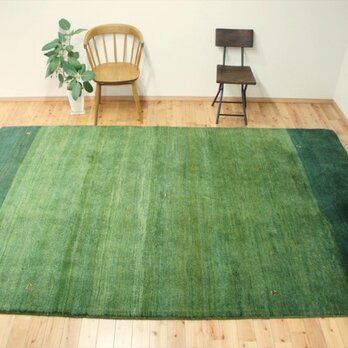 ペルシャ　ギャッベ　リビング　ダイニング　306x197cm　Greenグラデーション　9315619sの画像