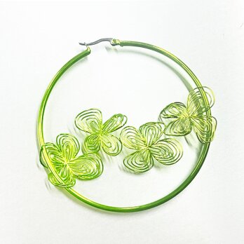 Flower Hoop Earrings -Green-の画像