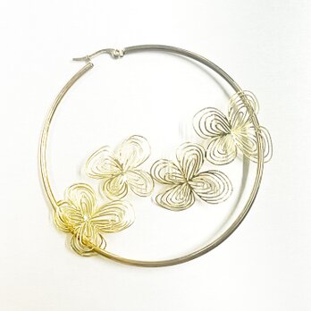 Flower Hoop Earrings -Gold-の画像