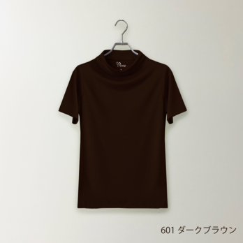 C ボトルネック メリノウール Tシャツ 半袖（601ダークブラウン　Sサイズ）の画像