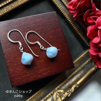 ブルーコモンオパール/オニオンカット✽Silver925ピアス/イヤリング★の画像