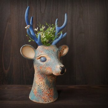 青色の鹿花瓶 no.1の画像