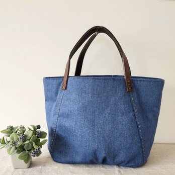 たっぷり入る❤︎持ち手が革の使いやすいトートbagの画像