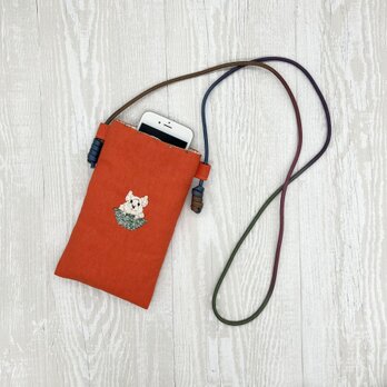 手刺繍スマホショルダー チンチラの画像