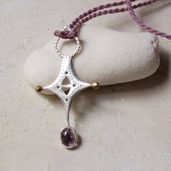 スーパーセブンのアンクネックレス　SV９５０/マクラメコード/azur