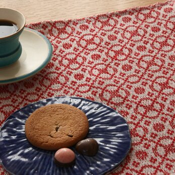 北欧手織りのランチョンマット（レッド）Nの画像