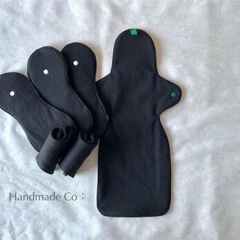 おでかけ用 ストレッチニット布ナプキン (1＋5枚Set) : : blackの画像
