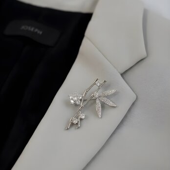 ブロッサムバンブーブローチ 光沢シルバー【ebro11-3】