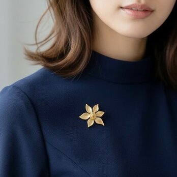 優雅 フロラルブローチ アンティーク調ゴールド｜花モチーフ【ebro12】