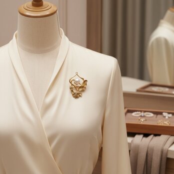 パール＆ロータスブローチ【ebro13】