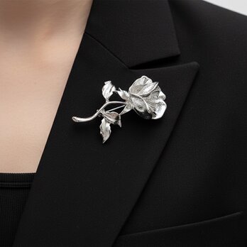 優雅なローズモチーフ シルバー ブローチ【ebro15-OR】