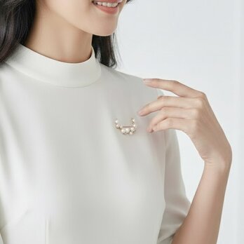 パール＆ルミナスブローチ アンティーク調ゴールド｜大人の贈り物【ebro17】