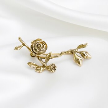 ローズブランチブローチ アンティーク調ゴールド｜贈り物【ebro19】